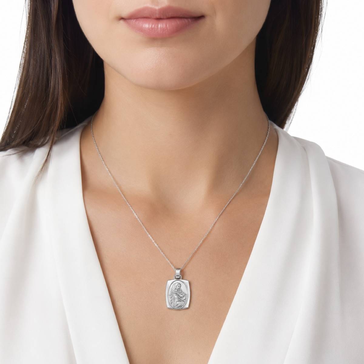 Dije Doble Cara - Virgen y Niño - Jesús con Cadena - Plata